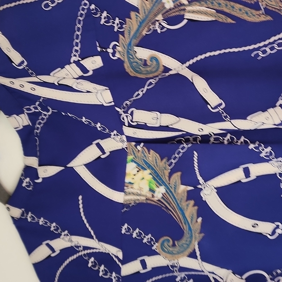 NY&C SHORT SLEEVE BLOUSE.  MULTI BLUE. MEDIUM - Picture 4 of 4